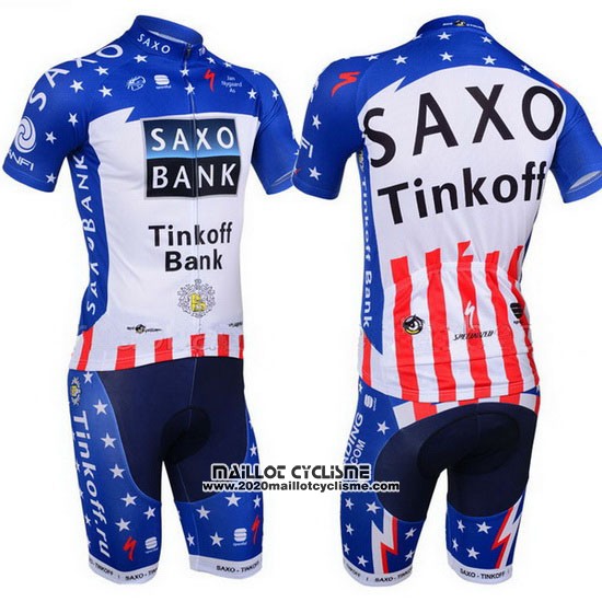 2013 Maillot Ciclismo Tinkoff Saxo Bank Champion Etats Unis Manches Courtes et Cuissard